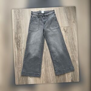 Time and Tru Women's High Rise Wide Leg Crop Utility Jeans, Size 4